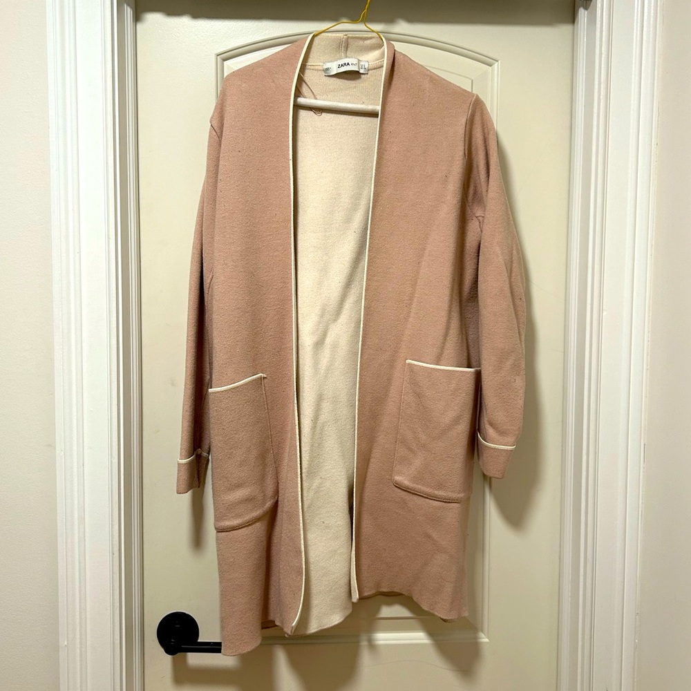Zara pink longline sweater jacket
